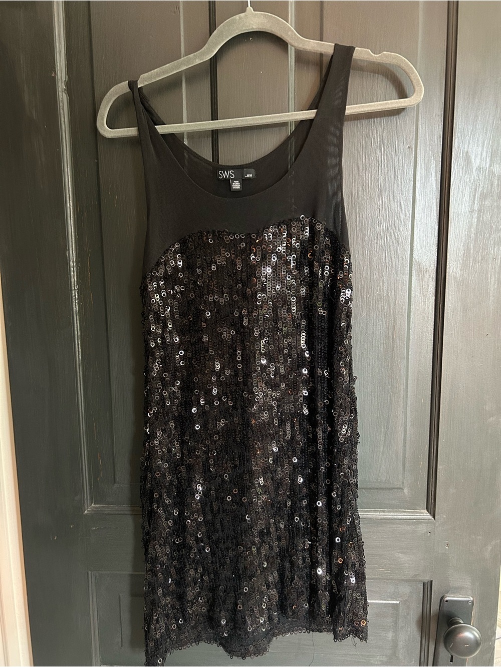 Black Sequin Tank Dress